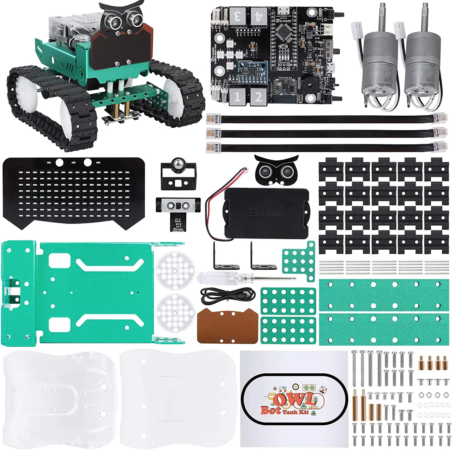 ELEGOO Owl Smart Robotic Car Kit V2.0 with Nano V4, Line Tracking Module,Infrared Photoelectric Sensor、Ultrasonic Sensor etc.
ELEGOO Owl Smart Robotic Car Kit V2.0 with Nano V4, Line Tracking Module,Infrared Photoelectric Sensor、Ultrasonic Sensor etc.