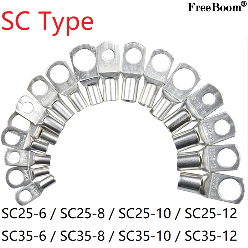 5pc SC Type Wire Nose Terminal SC25 SC35 Bare Copper Battery Block Lugs Hole ID 6mm 8mm 10mm 12mm Crimp DTGA Cable End Connector
5pc SC Type Wire Nose Terminal SC25 SC35 Bare Copper Battery Block Lugs Hole ID 6mm 8mm 10mm 12mm Crimp DTGA Cable End Connector