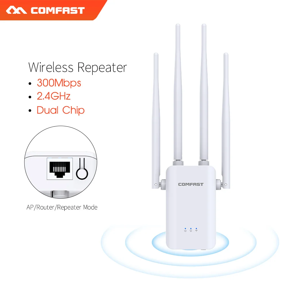 

2.4Ghz WiFi Repeater Wireless WiFi Signal Extender Roteador High Gain 4 Antennas Wi-fi Network Amplifier 300Mbps WPS wifi Router