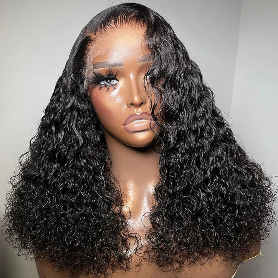 

180 Density Short Bob Human Hair Ready To Wear Deep Wave 4x4 Lace Closure Wigs Remy Pre Cut Curly 13x4 Lace Frontal Wig