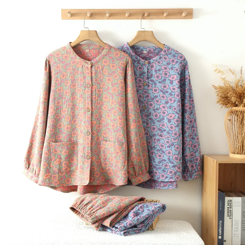 Women Autumn New Pure Cotton Pajamas Set Sleep Clothes Floral Print Long Sleeve Loungewear Casual Home Wear Loose Sleepwear
Women Autumn New Pure Cotton Pajamas Set Sleep Clothes Floral Print Long Sleeve Loungewear Casual Home Wear Loose Sleepwear