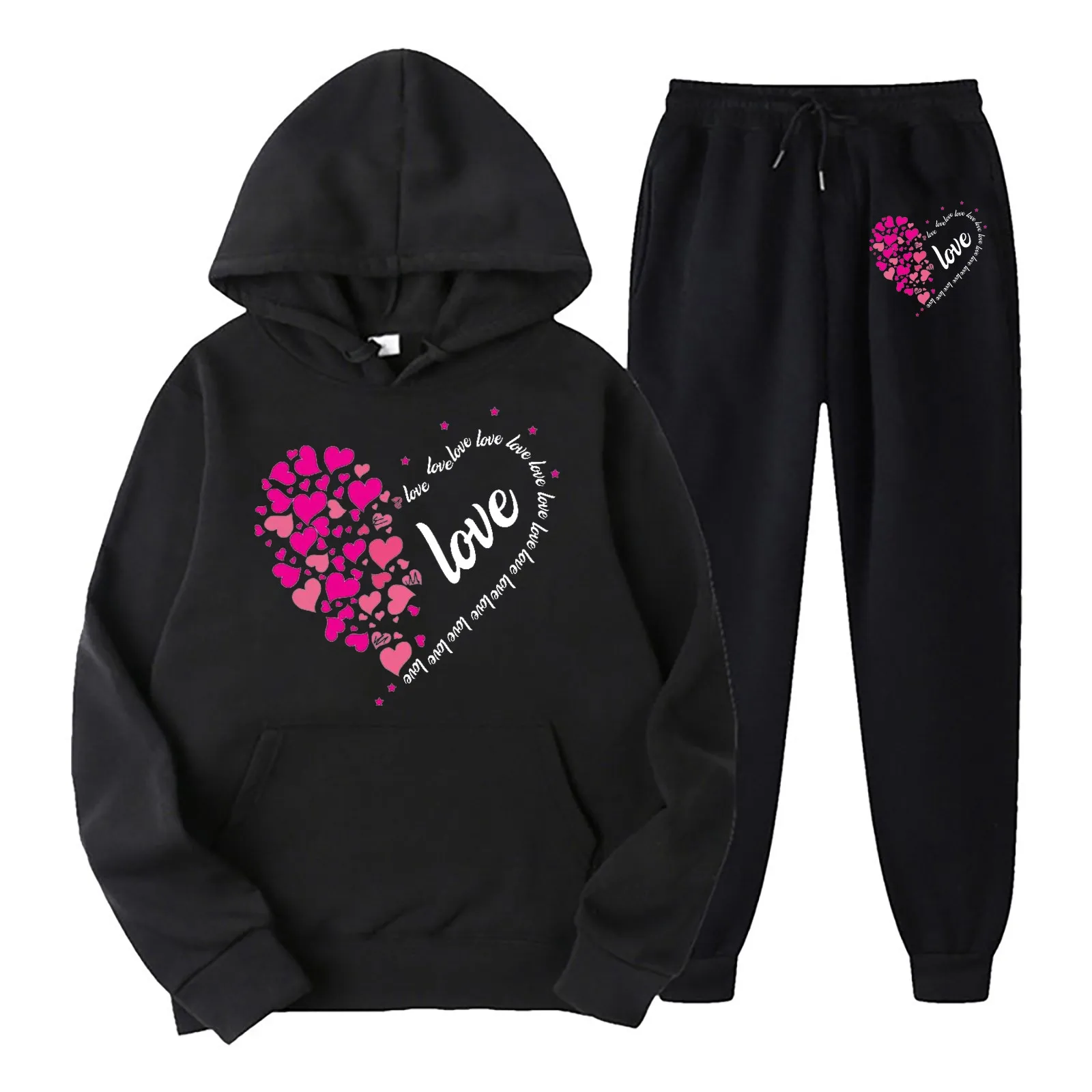 Women'S Casual Heart Printed Sweatsuit Set Long Sleeve Round Neck Hoodie And Pants Suits For Autumn And Winter Tracksuit
Women'S Casual Heart Printed Sweatsuit Set Long Sleeve Round Neck Hoodie And Pants Suits For Autumn And Winter Tracksuit
