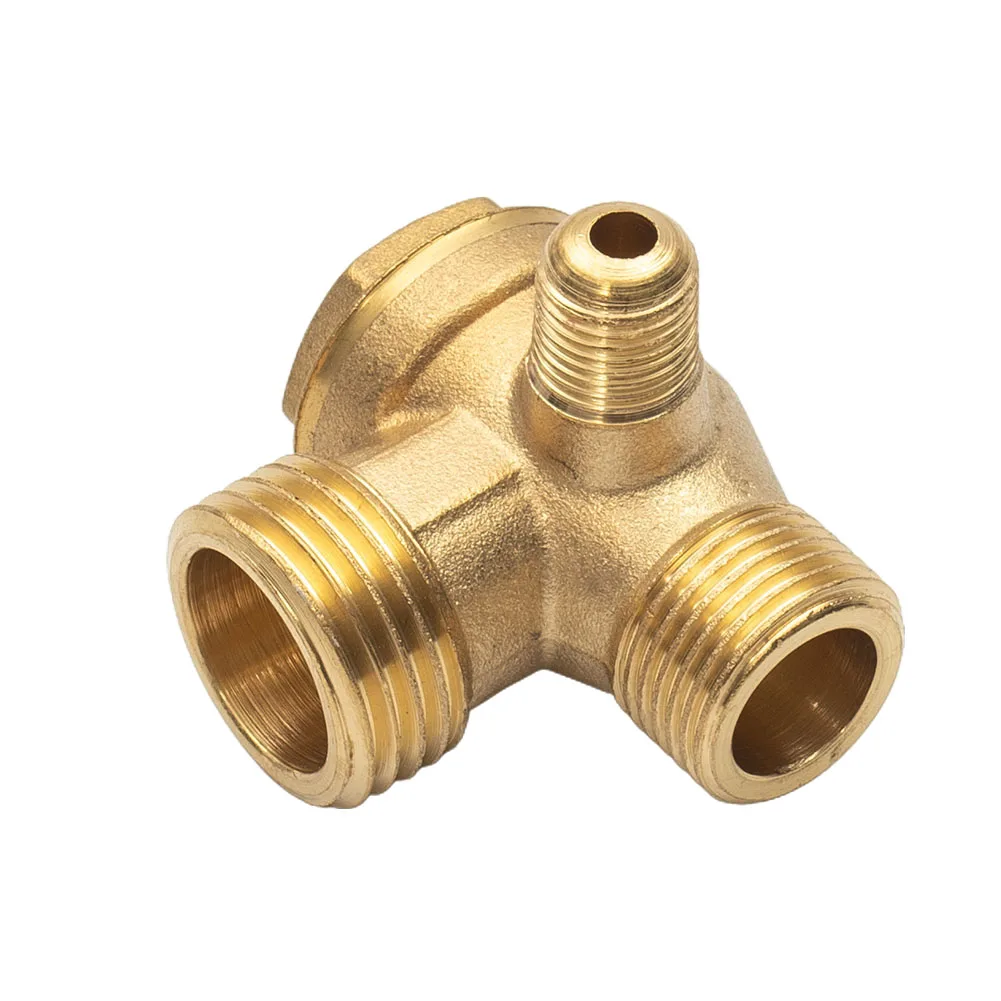 

Replacement Check Valve Part Spare Air Compressor 3-Port Threaded Connector Tool Corrosion resistance Brass Gold Accessory