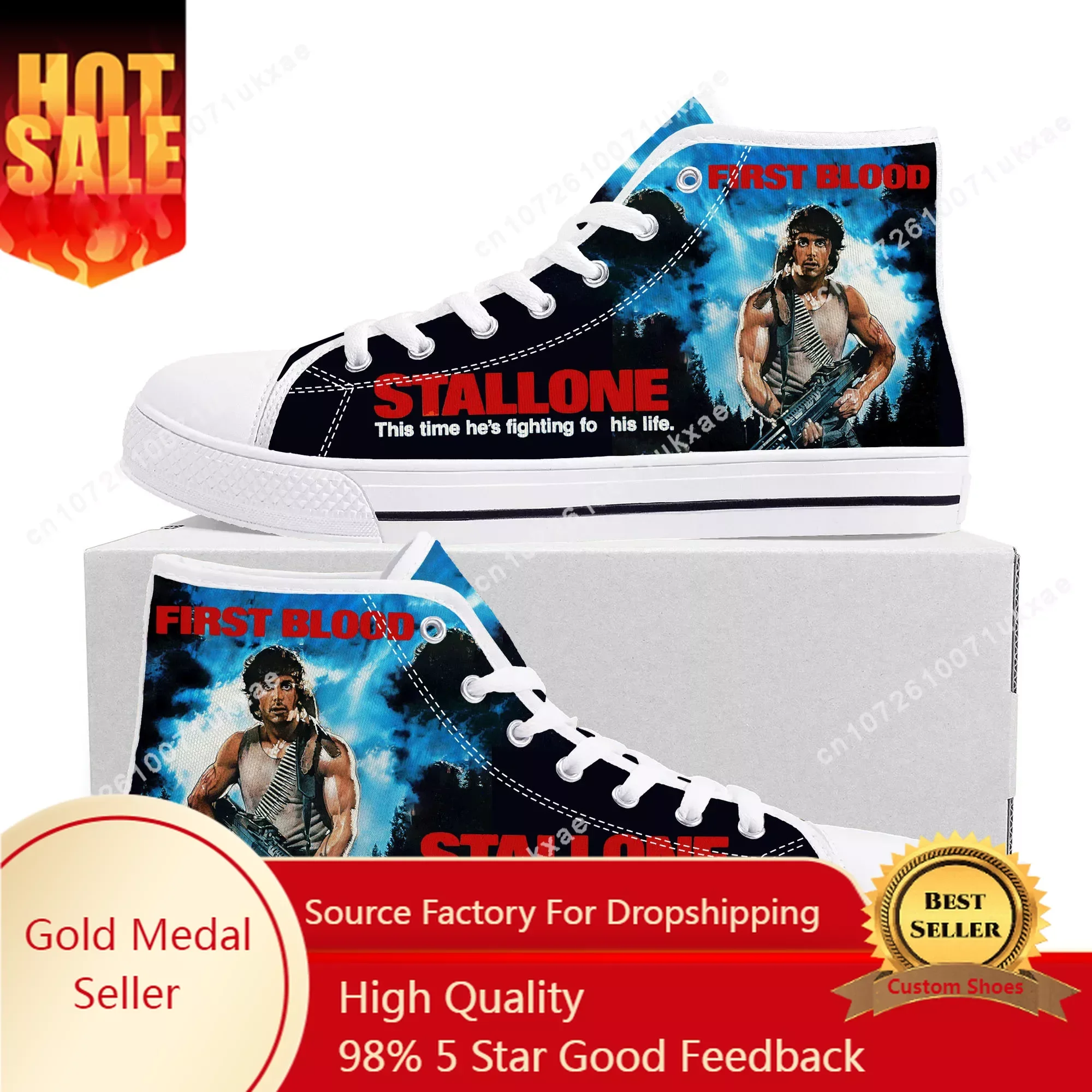 

first blood Movie High Top Sneakers Mens Womens Teenager Canvas High Quality Sneaker Casual Custom Made Shoes Customize DIY Shoe