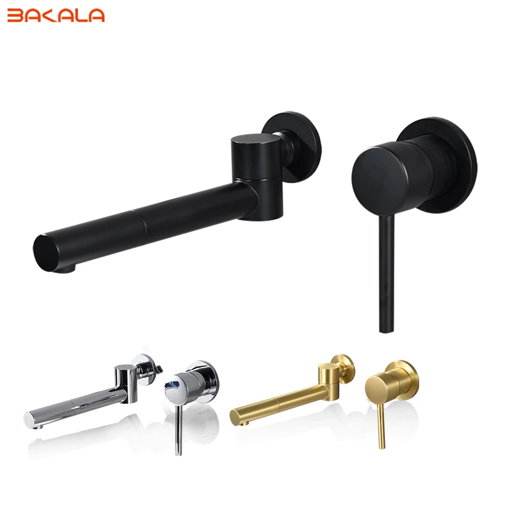 

Concealed Hot And Cold Water Bathroom Faucet Wall Mount Mixer Tap Wash Basin Swivel Spout Bath Single Handle Concealed Faucet