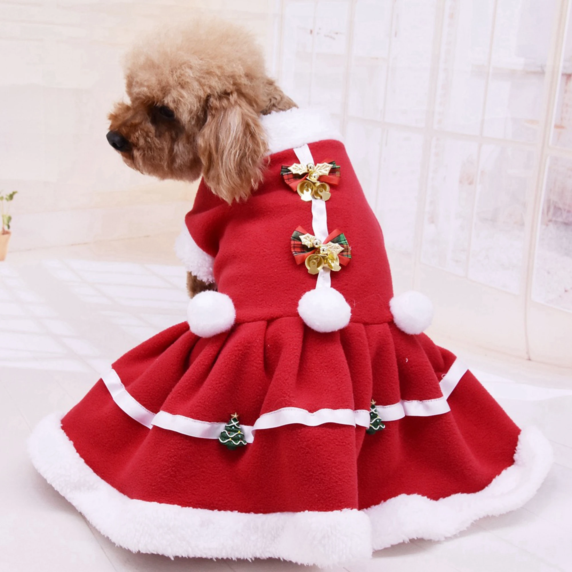 Pets Dress Christmas Fur Collar Short Sleeve Piece with Bowknot and Bell for Dogs, Red, S/M/L/XL/XXL
Pets Dress Christmas Fur Collar Short Sleeve Piece with Bowknot and Bell for Dogs, Red, S/M/L/XL/XXL