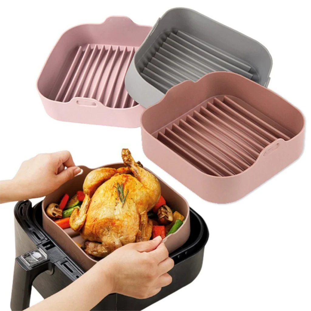 Air Fryer Silicone Tray Oven Baking Tray Pizza Fried Chicken Baking Tool Reusable Liner Easy to Clean airfryer Silicone Basket
Air Fryer Silicone Tray Oven Baking Tray Pizza Fried Chicken Baking Tool Reusable Liner Easy to Clean airfryer Silicone Basket