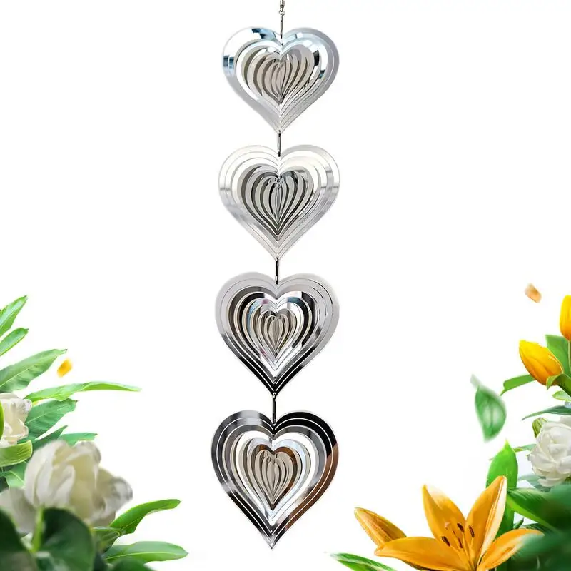 

Bird Reflectors Heart Metal Wind Spinners Wind Sculpture Outdoor Hang Wind Chimes Scare Birds Away From Yard Patio Farm