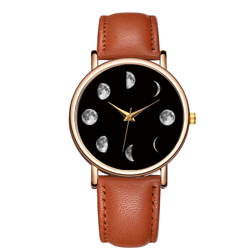 Fashion Women's Quartz Watch Phase Of The Moon Watch Minority Personality Wristwatch Moda Clock Reloj Hombre Fashion Women's Quartz Watch Phase Of The Moon Watch Minority Personality Wristwatch Moda Clock Reloj Hombre