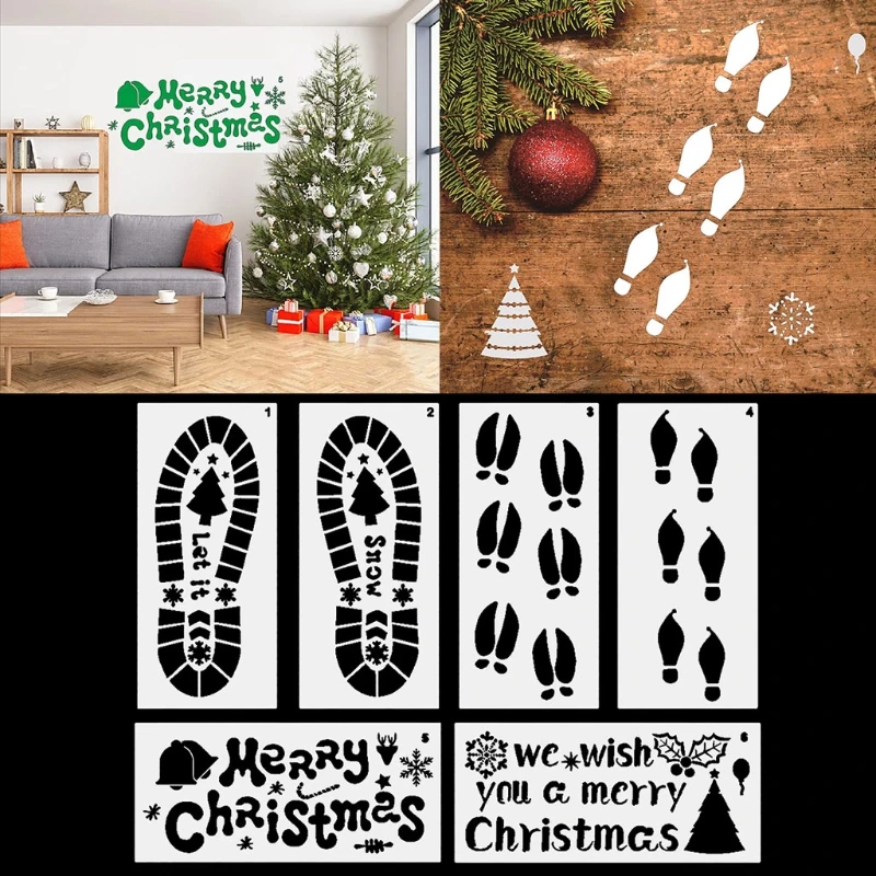 6Pcs Footprint Stencils Multi-purpose Christmas Painting PET Stencil DIY Graffiti Template Set Anti-scratch Washable
6Pcs Footprint Stencils Multi-purpose Christmas Painting PET Stencil DIY Graffiti Template Set Anti-scratch Washable