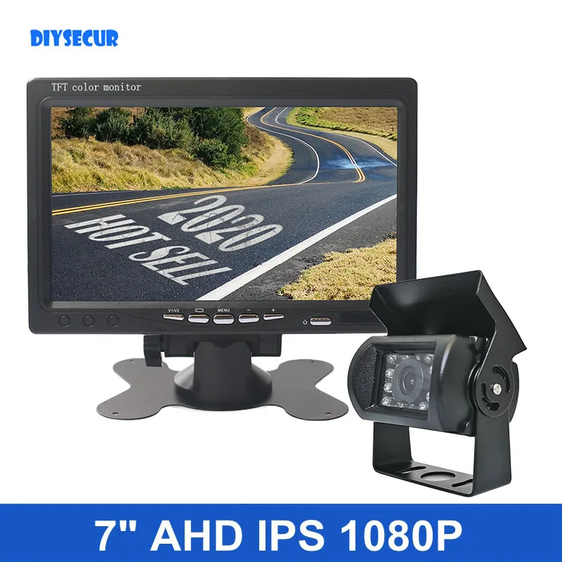 

DIYSECUR 7-дюймовый AHD IPS автомобильный монитор заднего вида IP68 Водонепроницаемая ИК камера ночного видения 1080P AHD для автобуса, грузовика