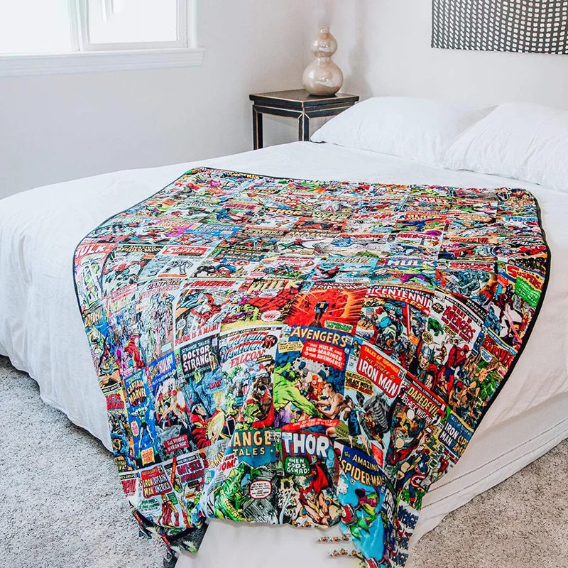 

Marvel Comics Oversized Fleece Throw Blanket with Spider-Man Captain Home Decor Soft and Cozy Sherpa Blanket 54 x 72 Inches