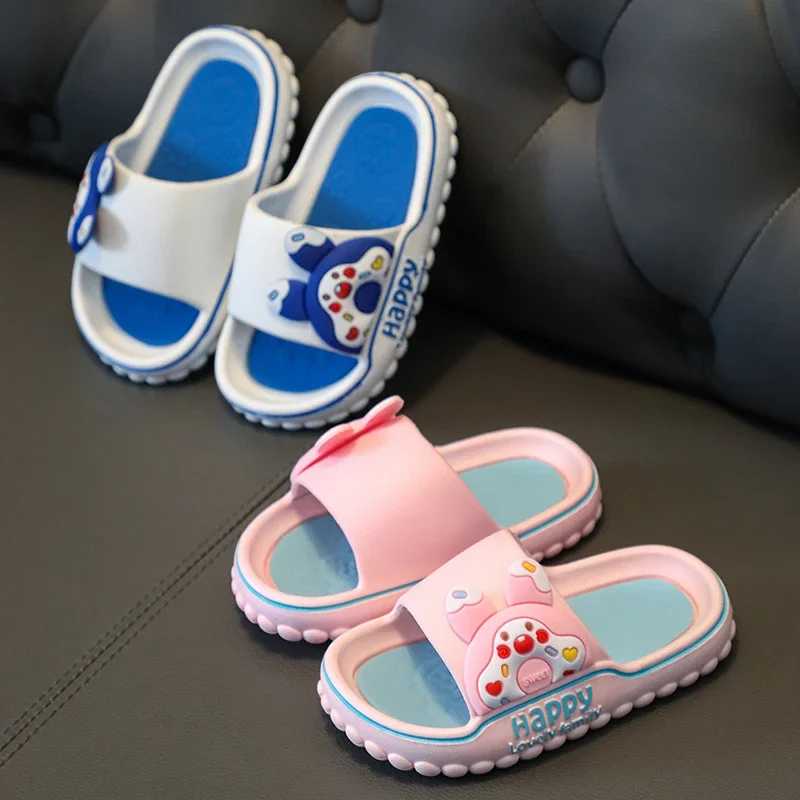 

Aged 2-12 Summer Children Slippers Kids Cute Cartoon Sandal Boys Girls Flip Flops Soft Sole Non-Slip Bathroom Indoor Home Shoes