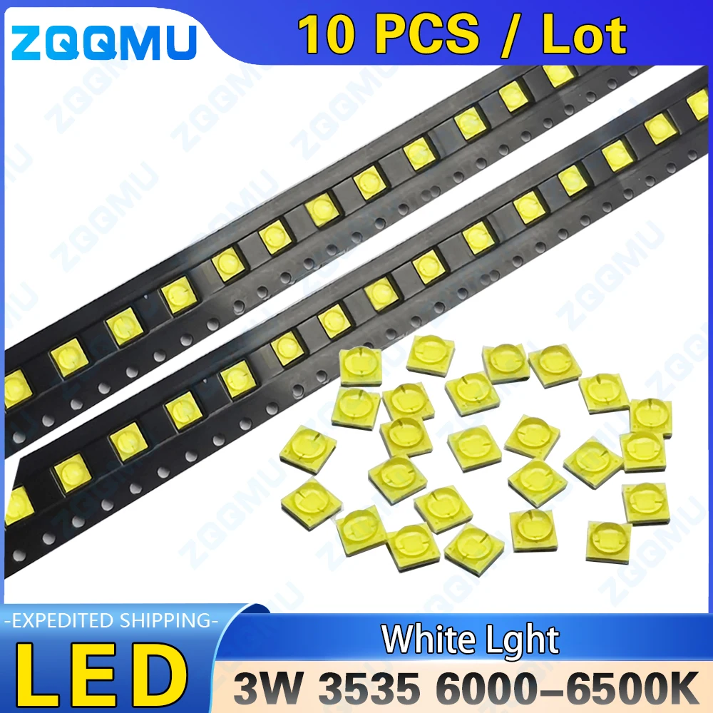 

10 pCS 3W 3535 LED White Light 6000-7000K 45mil Chip High Brightness High Power LED Lamp Beads Ceramic Lamp Beads