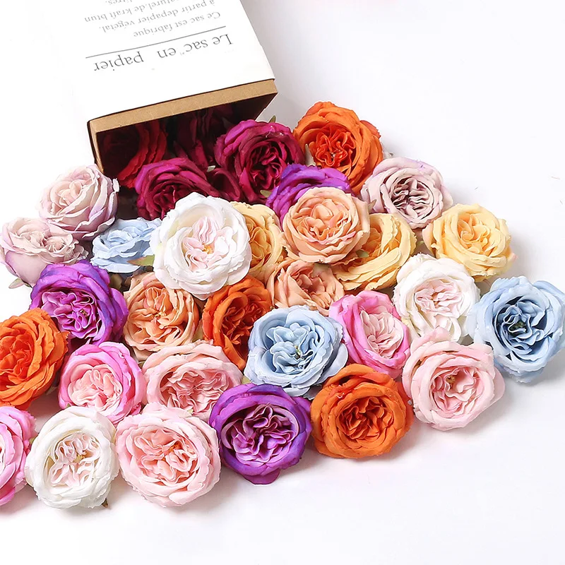 

10Pcs 7.5Cm Artificial Rose Flowers Heads Silk Fake Flowers for Home Wedding Decoration Bridal DIY Wreath Ornaments Accessories