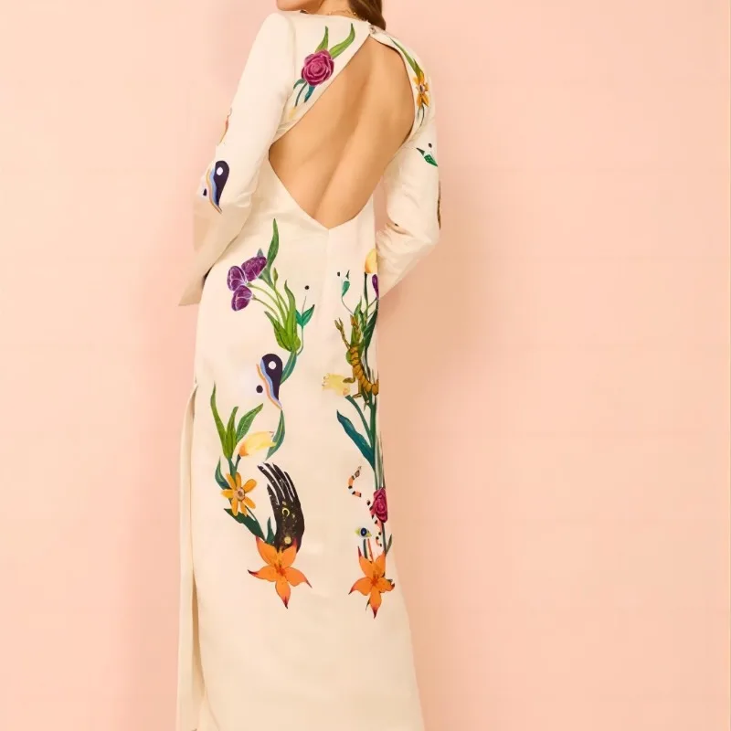 2024 Spring/Summer New Long Sleeved Open Back Animal Print Street Leisure Long Dress Women's Club Party Dress
2024 Spring/Summer New Long Sleeved Open Back Animal Print Street Leisure Long Dress Women's Club Party Dress