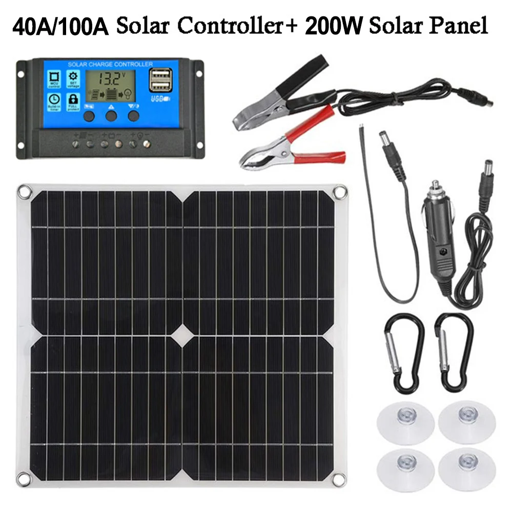 200W 12V Solar Panel Kit With 40A/100A Solar Controller Caravan Boat Car Charger Portable Battery Charger For Outdoor Travels
200W 12V Solar Panel Kit With 40A/100A Solar Controller Caravan Boat Car Charger Portable Battery Charger For Outdoor Travels