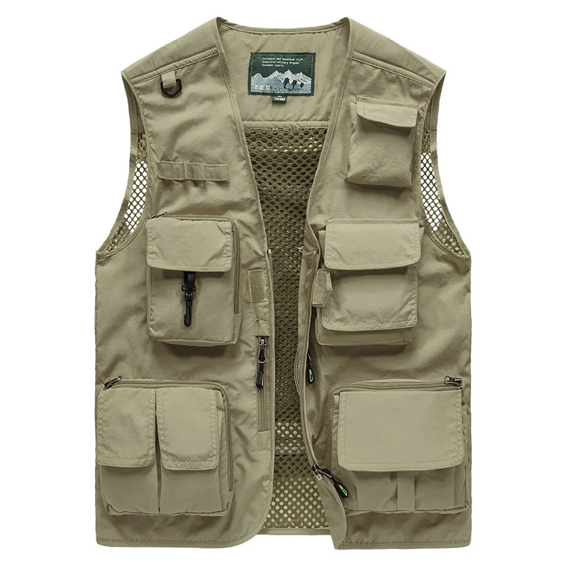 

Multi Pockets Summer Mens US Tactical Hiking Fishing Vest Mens Photographer Waistcoat Mesh Cargo Sleeveless Jacket Tool Vest 6XL