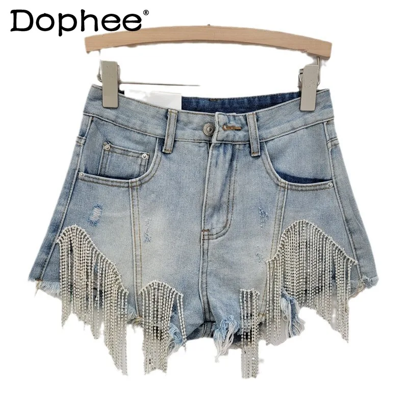 Street Style Tassel Chain Denim Shorts 2024 Summer New High Waist Slimming Sexy Girl Exquisite Rhinestone Irregular Shorts Women
Street Style Tassel Chain Denim Shorts 2024 Summer New High Waist Slimming Sexy Girl Exquisite Rhinestone Irregular Shorts Women