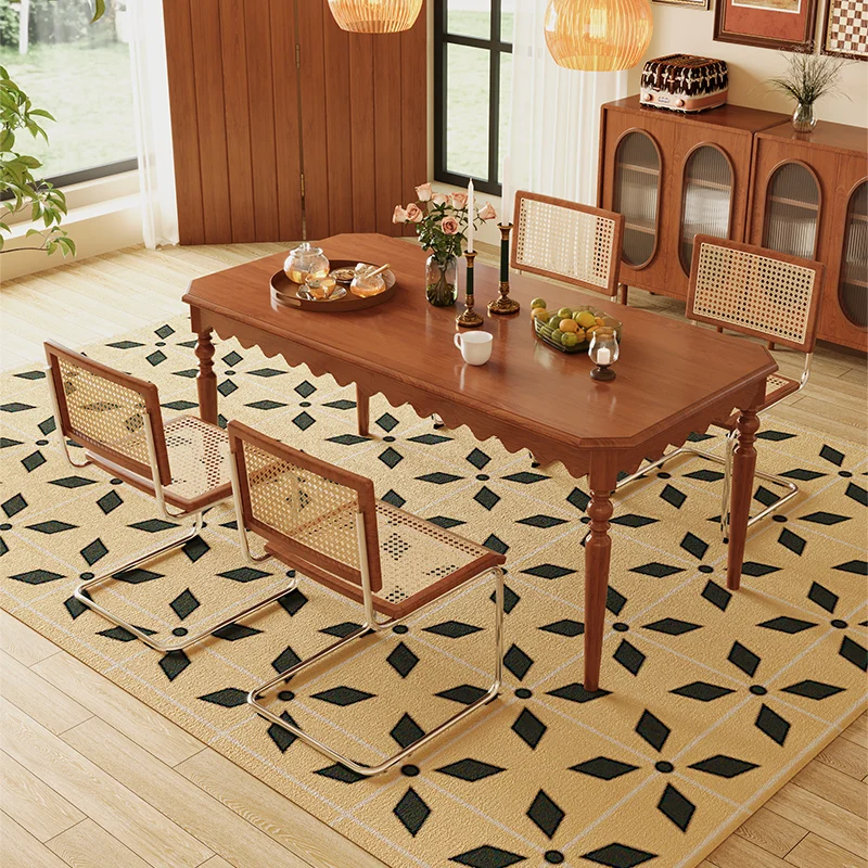 French retro solid wood dining table and chair combination rectangular American style living room dining table
French retro solid wood dining table and chair combination rectangular American style living room dining table