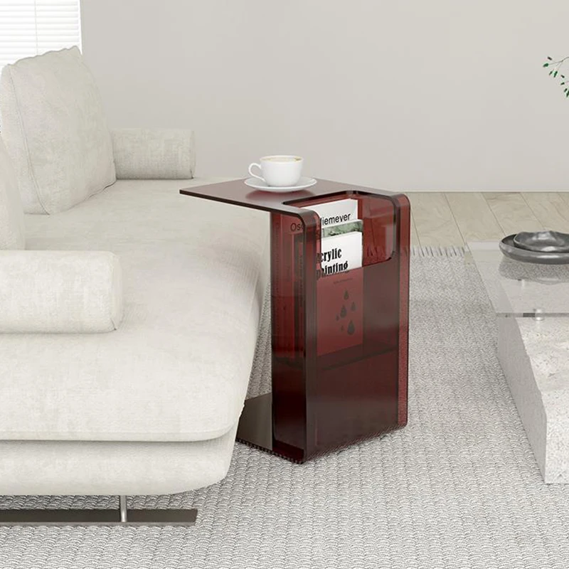 

Маленький акриловый журнальный столик в скандинавском стиле прямоугольный художественный дизайн прозрачный напольный кофейный шкаф для гостиной простая мебель для дома