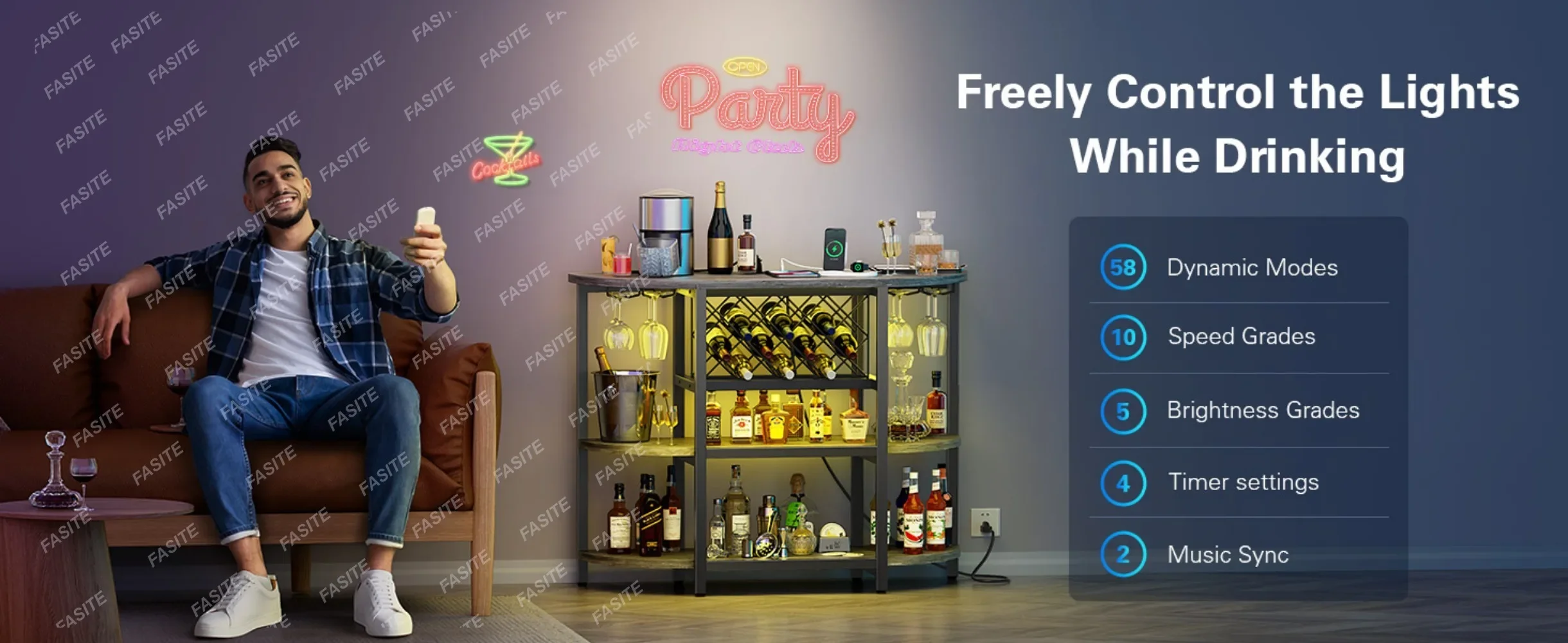 Bar Table Cabinet With Power Outlet, LED Home Mini Bar Cabinet For Liquor, Metal Wine Bar Stand With 4-Tier Storage Bar Table Cabinet With Power Outlet, LED Home Mini Bar Cabinet For Liquor, Metal Wine Bar Stand With 4-Tier Storage