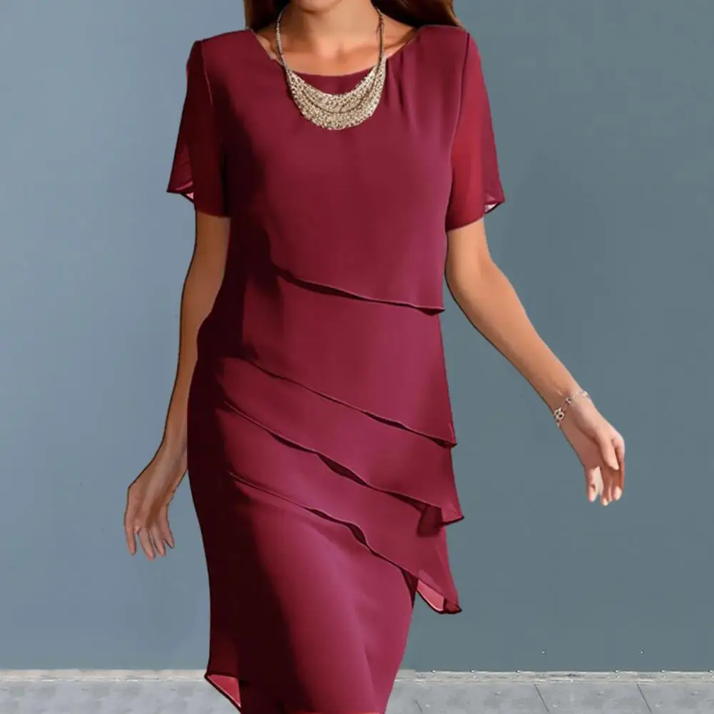 Exquisitely Made Ladies Dress Elegant Chiffon Midi Dress for Women Round Neck Short Sleeve Solid Color Pleated Dress Ladies
Exquisitely Made Ladies Dress Elegant Chiffon Midi Dress for Women Round Neck Short Sleeve Solid Color Pleated Dress Ladies