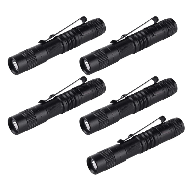 

5X Flashlight Pen Torch Super Small Mini AAA XPE-R3 LED Lamp Belt Clip Light Pocket Torch With Holster