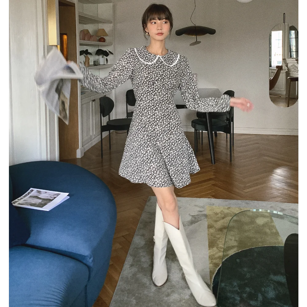 Autumn New Long-sleeved Printed Black Dress French Vintage Casual Lace Floral A-line Dress Office Lady Commuter Chiffon Dress
Autumn New Long-sleeved Printed Black Dress French Vintage Casual Lace Floral A-line Dress Office Lady Commuter Chiffon Dress