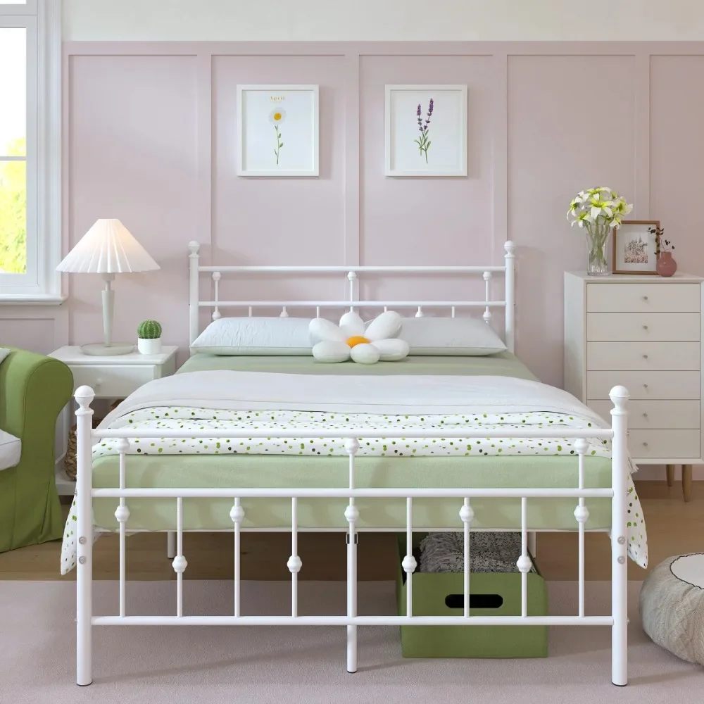 Full Bed Frame, Metal Platform Bed Frame, 14" High Under Bed Storage with Retro Headboard Footboard, sturdy Beds Frame
Full Bed Frame, Metal Platform Bed Frame, 14" High Under Bed Storage with Retro Headboard Footboard, sturdy Beds Frame