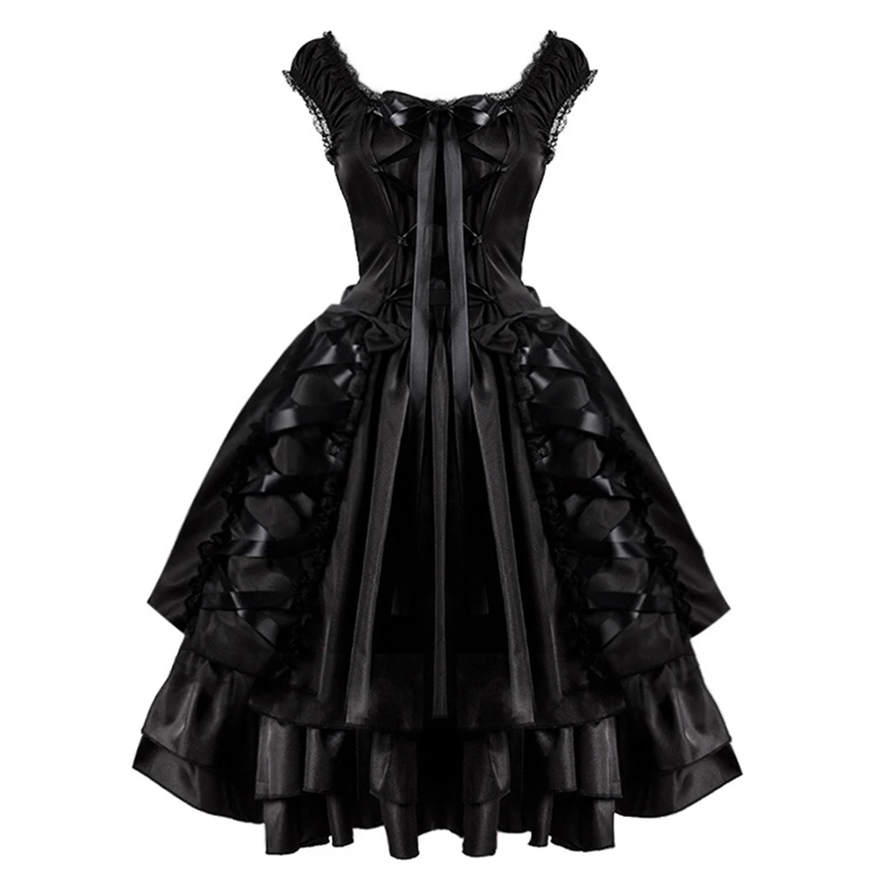 Halloween Cosplay Costume Lace Collar Dress For Women Classic Black Layered Lace Up Retro Elegant Gothic Lolita Waist Dress
Halloween Cosplay Costume Lace Collar Dress For Women Classic Black Layered Lace Up Retro Elegant Gothic Lolita Waist Dress