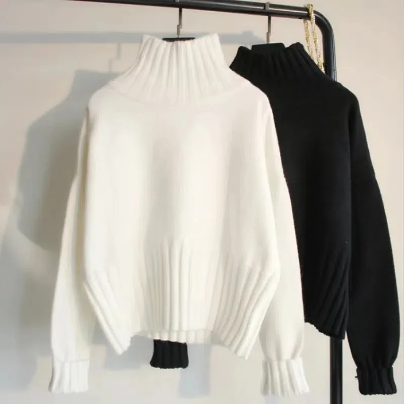 Turtleneck Pullover Sweater Knitted Sweaters Jumpers Soft White Black Sweater Women Dropshipping Loose Fit Autumn and Winter
Turtleneck Pullover Sweater Knitted Sweaters Jumpers Soft White Black Sweater Women Dropshipping Loose Fit Autumn and Winter