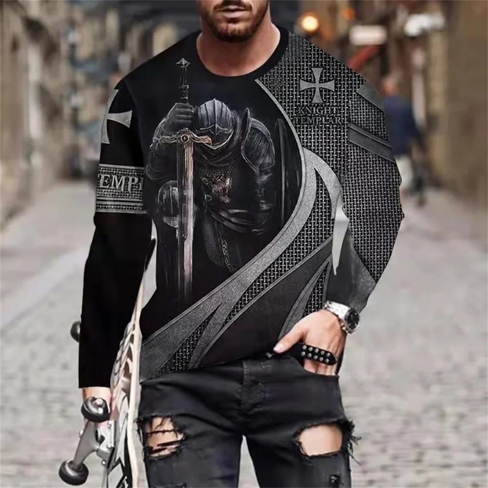 Vintage Men's T-shirt Templar Printed Long Sleeve Tops O-neck Cotton Men Clothing Oversized Casual Streetwear Autumn Black Tees
Vintage Men's T-shirt Templar Printed Long Sleeve Tops O-neck Cotton Men Clothing Oversized Casual Streetwear Autumn Black Tees