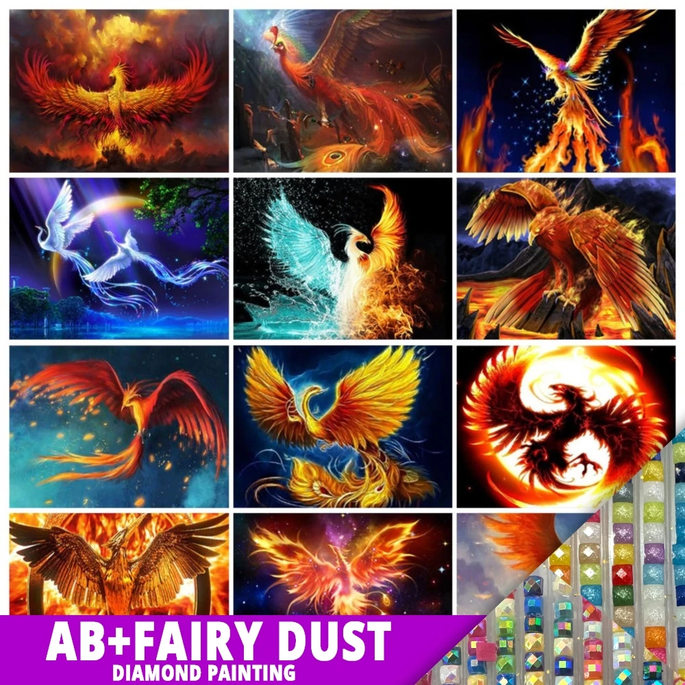 

Набор для алмазной вышивки AB Fairy Dust 5D, Набор для творчества с изображением животных, квадратов, Феникса, круглых алмазов, украшение для дома, подарок