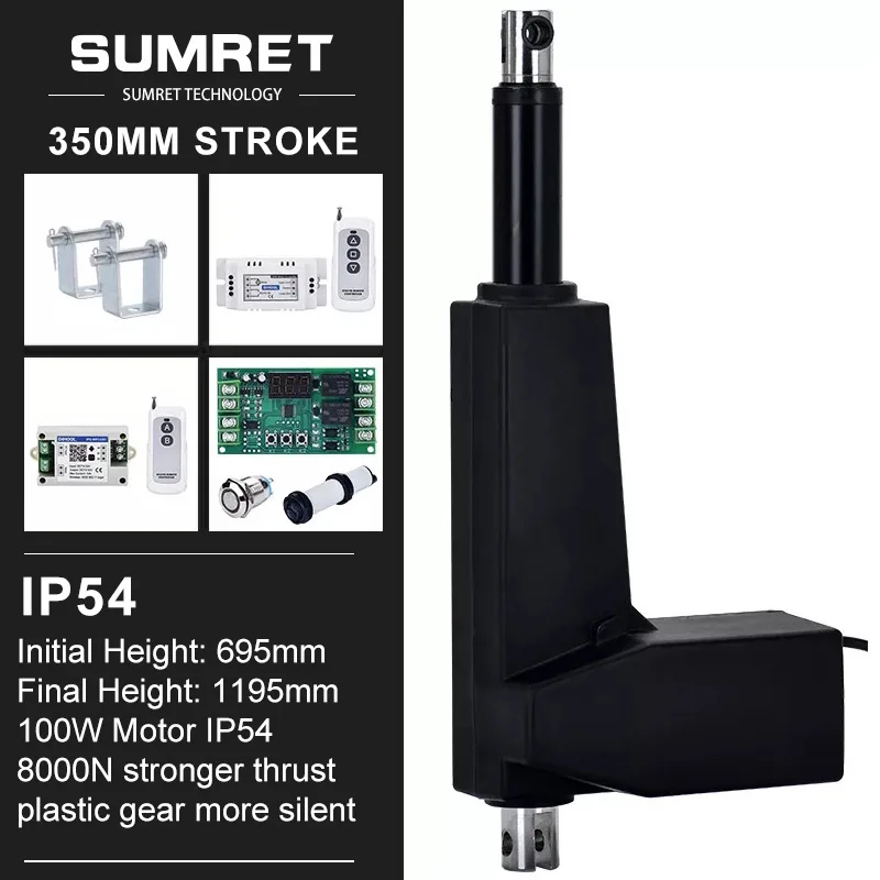 350mm Stroke Electric Linear Actuator With RF Controller Bracket DC 12V 24V Push Telescopic Rod 8000N Plastic Gear Window Opener
350mm Stroke Electric Linear Actuator With RF Controller Bracket DC 12V 24V Push Telescopic Rod 8000N Plastic Gear Window Opener