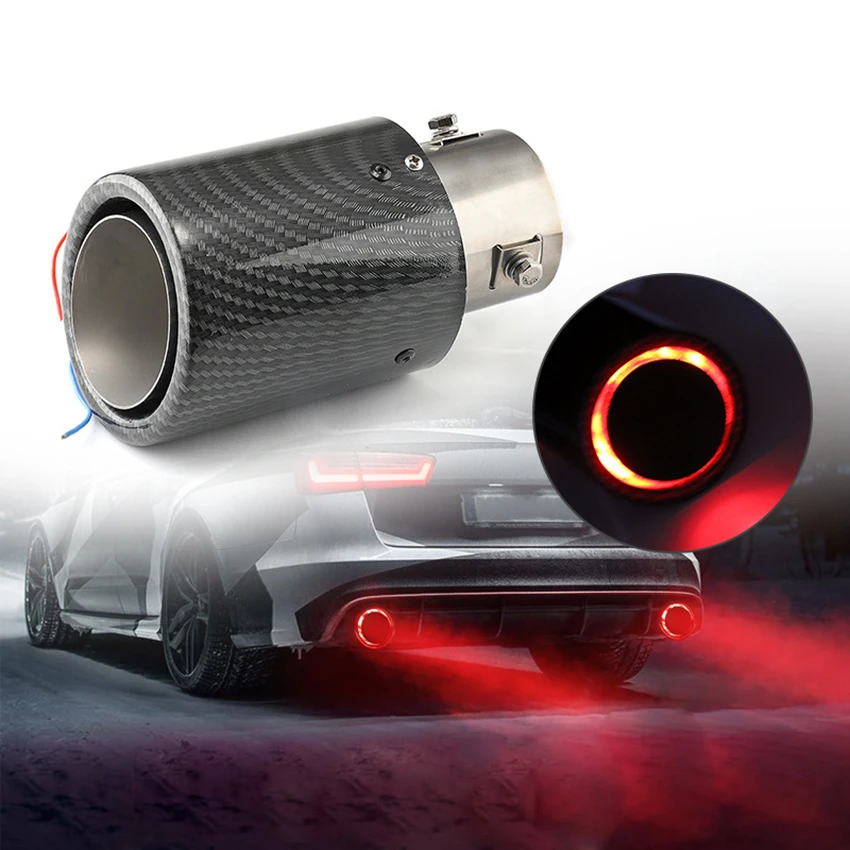 LED Carbon Fiber Luminous Tail Throat Muffler Exhaust Tail Throat Pipe Tip with LED Light Carstyling Temperature Resistant
LED Carbon Fiber Luminous Tail Throat Muffler Exhaust Tail Throat Pipe Tip with LED Light Carstyling Temperature Resistant