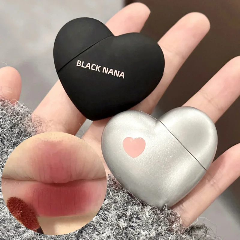 

Black Silver Heart Lipstick Velvet Matte Lip Mud Clay Lip Gloss Liquid Lip Tint Cream Pigment Long Lasting Silky Lips Cosmetics