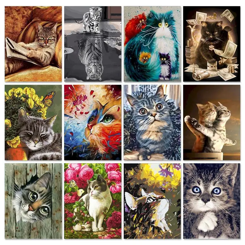 

GATYZTORY 40x50cm Paint By Numbers Animal For Adults Cats HandPainted Wall Art Oil Painting DIY Original Gifts For Home Art