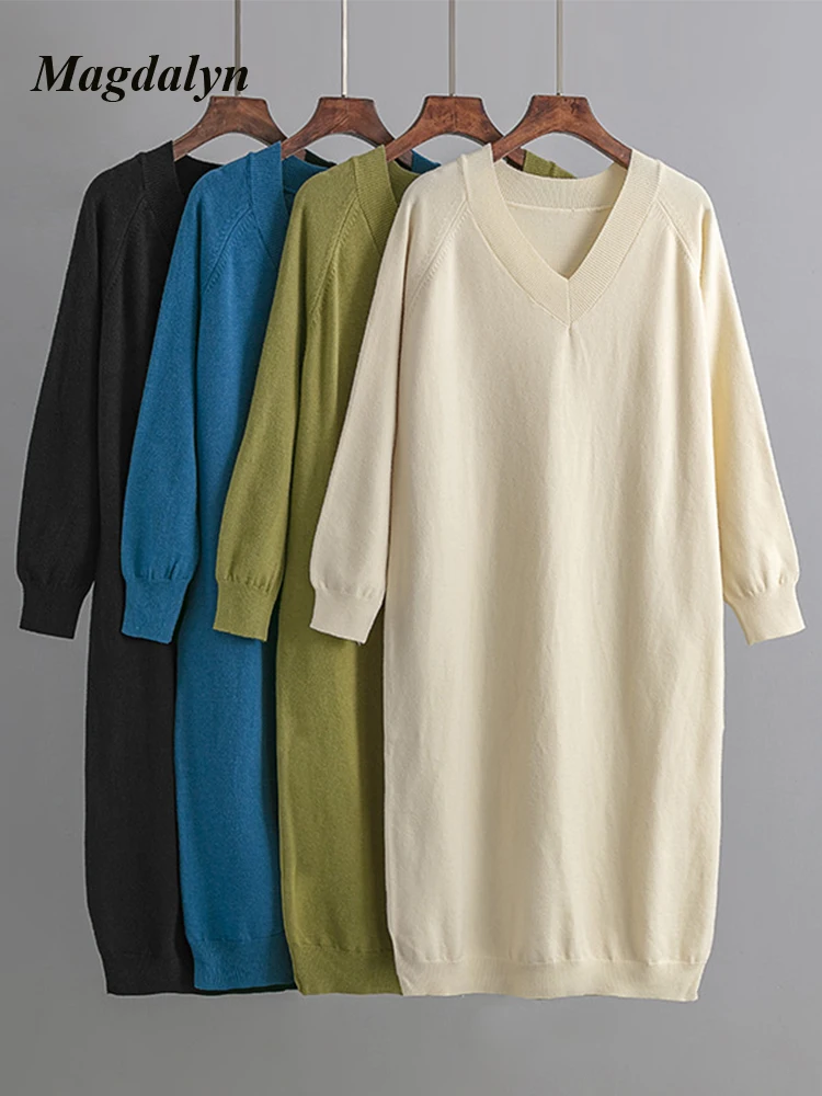 Magdalyn Women V Neck Loose Sweater Dress Winter Autumn Warm Elastic Casual Basics Vestido Korean Fashion Solid Knitted Dresses
Magdalyn Women V Neck Loose Sweater Dress Winter Autumn Warm Elastic Casual Basics Vestido Korean Fashion Solid Knitted Dresses