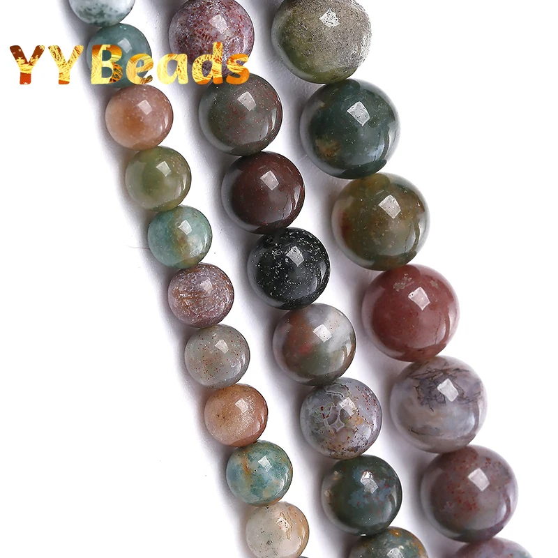 

Natural Stone Indian Agates Beads Diy Bracelets Necklaces Round Loose Spacers Beads For Jewelry Making 4 6 8 10 12mm 15" Strand