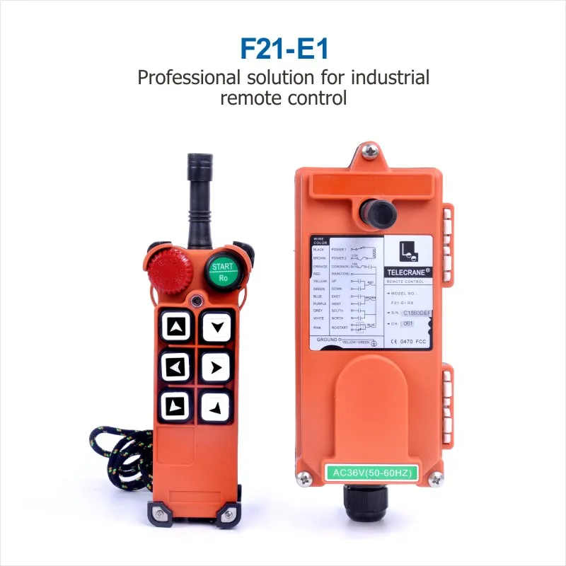 

TELECRANE F21-E1 Wholesales Industrial Remote Control 6 Single Speed Buttons AC220V 380V 36V 1T1R Hoist Crane Lift
