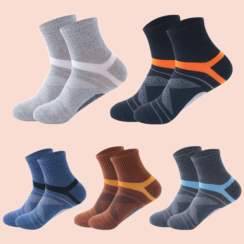 

High Quality 5Pairs / Lot Combed Cotton Men's Socks New Casual Breathable Active Socks Man Stripe Long Sock