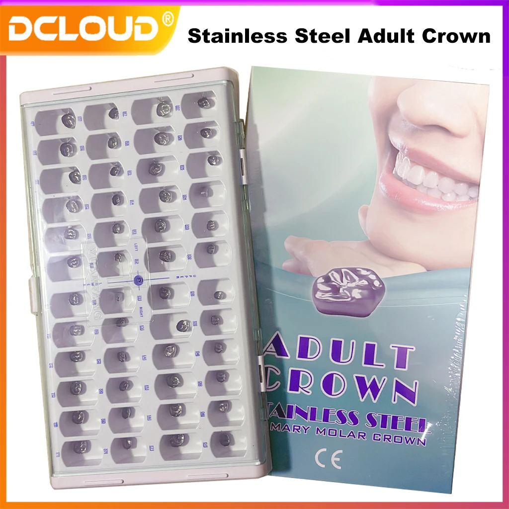 48Pcs/Box Stainless Steel Dental Preformed Metal Crown Adult Temporary Primary Molar Crown Ortho Teeth Refill Dentistry Material
48Pcs/Box Stainless Steel Dental Preformed Metal Crown Adult Temporary Primary Molar Crown Ortho Teeth Refill Dentistry Material