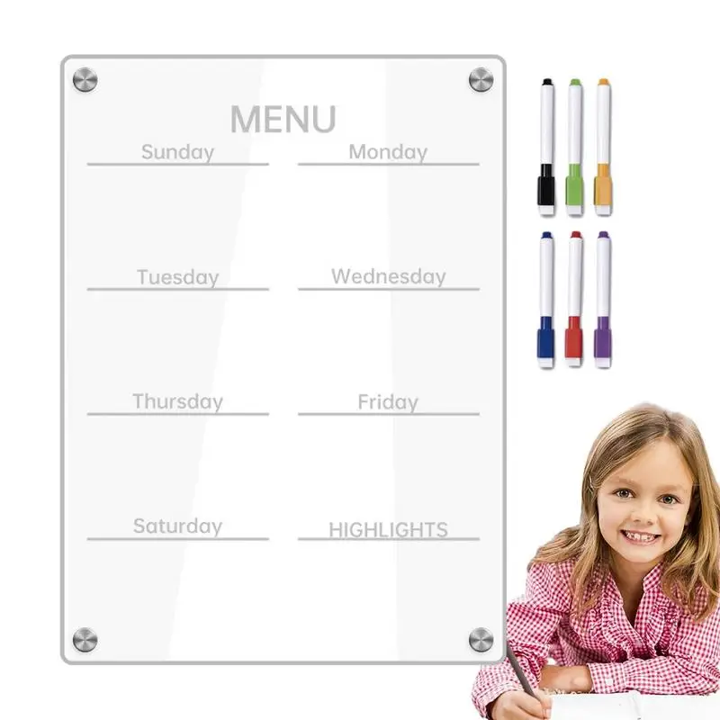 

Акриловый магнитный календарь для холодильника, Магнитные Прозрачные планировочные доски, прочная прозрачная белая доска, акриловая доска для заметок
