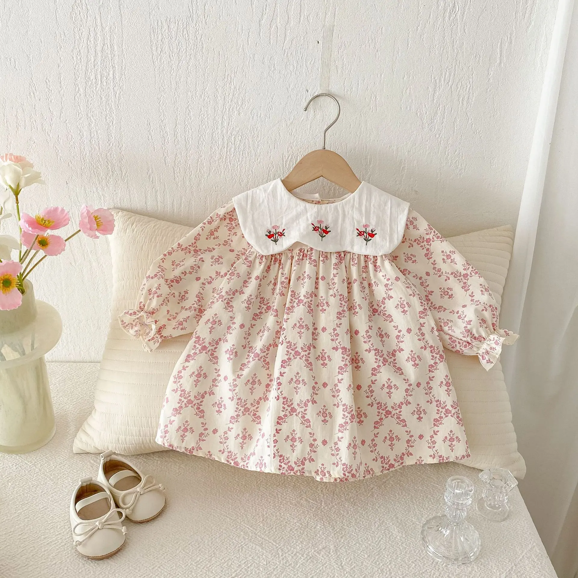 2025 Autumn New Girls Casual Dress Children Large Collar Flower Embroidery Dress Cotton Baby Girl Floral Princess Dress 27 Sc6eef5de013d44c9bc40d011ef8b2138W
