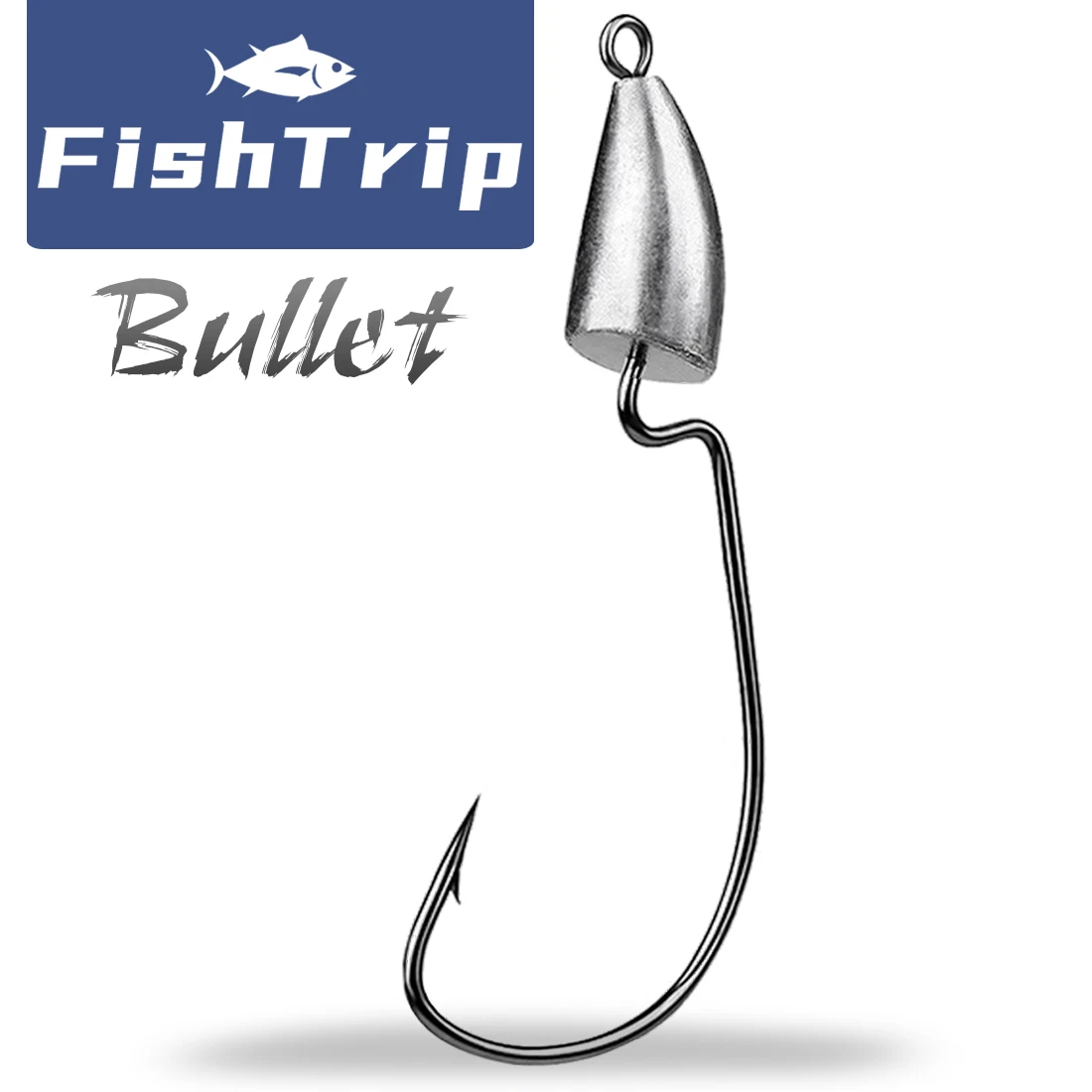 

FishTrip Bullet Jig Heads Fishing Hooks Bass Fishing Texas Rig Hook Saltwater Freshwater Offset Weighted Hook Weedless