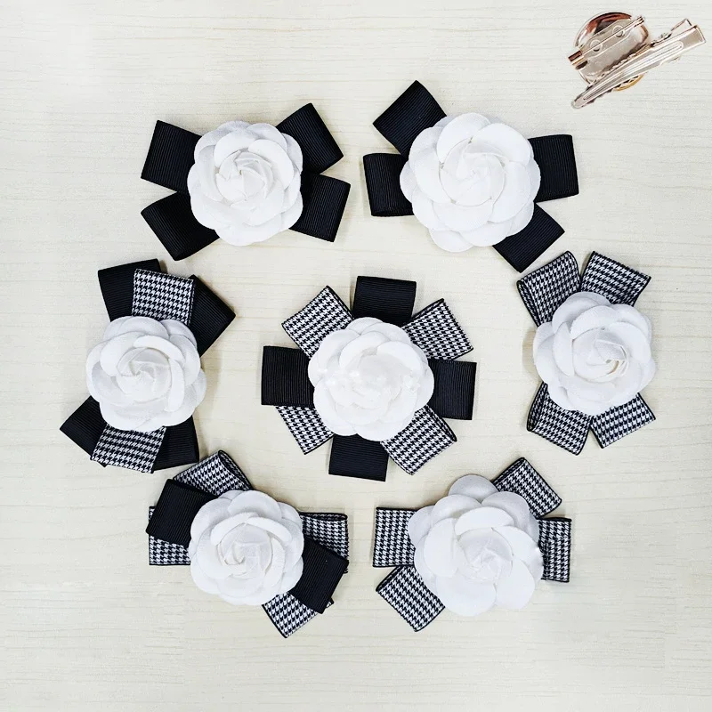 Korean Fashion Houndstooth Bow Camellia Hair Accessories for Women Floral Bows Clips with Pin Barrette clips Girls
Korean Fashion Houndstooth Bow Camellia Hair Accessories for Women Floral Bows Clips with Pin Barrette clips Girls