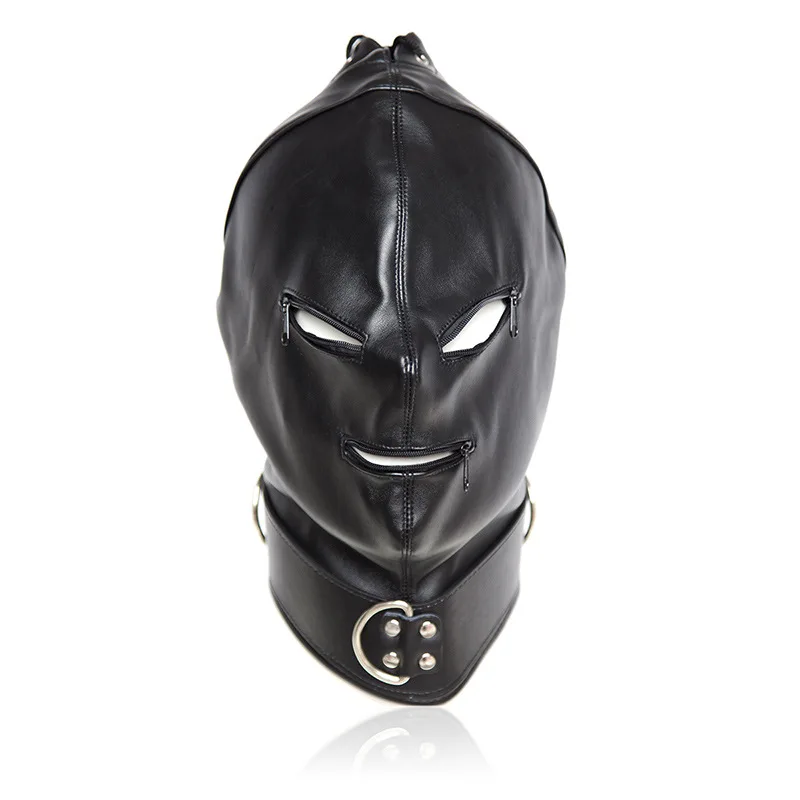 

Leather Zipper Mask Erotic Bdsm Bondage Headgear Couple Flirt BDSM Sex Games Slave Cosplay Sex Party Hood Head Harness Sex Toys