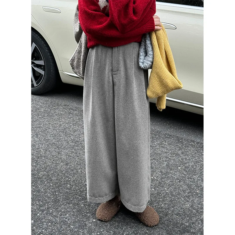 30% Wool Wide Leg Pants Relaxed High Waist Elastic Casual Woolen Petite Pants For Women
30% Wool Wide Leg Pants Relaxed High Waist Elastic Casual Woolen Petite Pants For Women