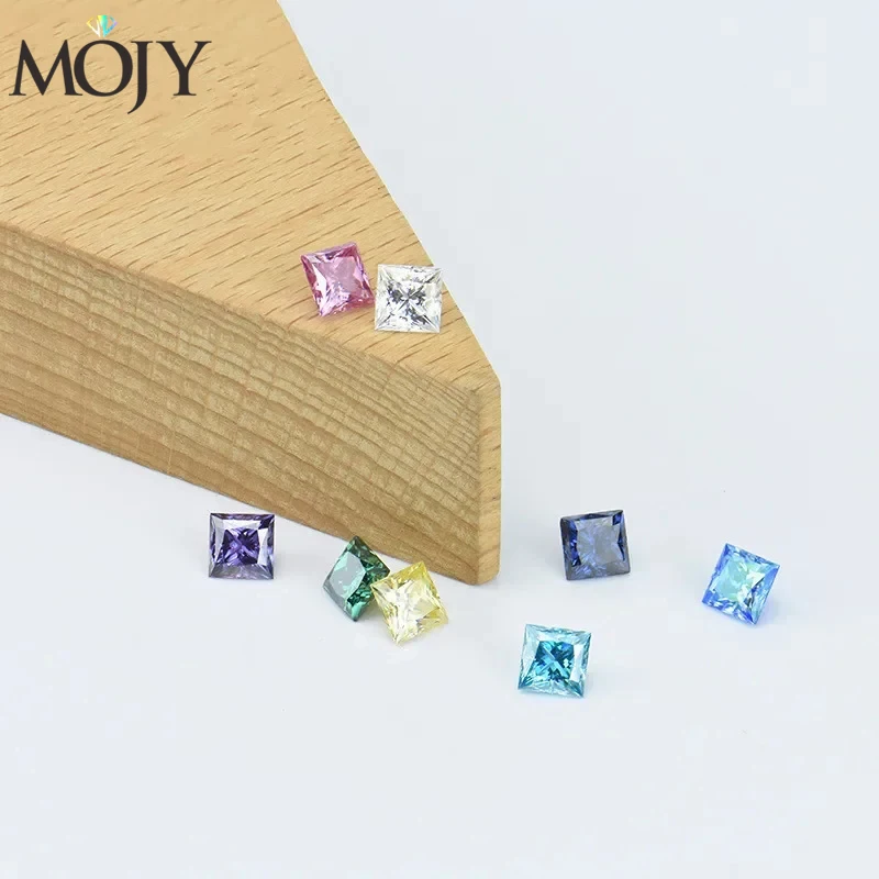 

MOJY Princess Cut 1ct~3ct Colourful Moissanite Loose Stone Gemstone Factory Stock Wholesale with GRA Certificate Fine Jewelry